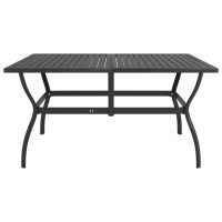 Vidaxl Outdoor Patio Table In Anthracite - Powder-Coated Steel - Industrial-Style Slatted Design - Measure 55.1
