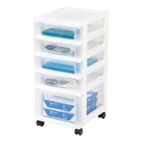 Iris Usa 5 Drawer Rolling Storage Cart With Organizer Top, White