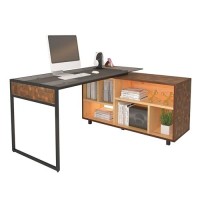 Techni Mobili L-Shape Corner Desk With Multiple Storage, Oak, 56