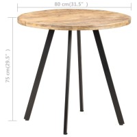 vidaXL Rough Mango Wood Dining Table Dining Room Kitchen Dinner Round Dinette Wooden Table Interior Living Room Home Furniture Office