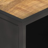 vidaXL Coffee Table 35.4x19.7x13.8 Rough Mango Wood and Natural Cane