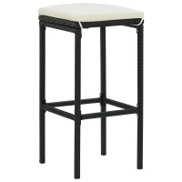 vidaXL Bar Stools with Cushions 2 pcs Black Poly Rattan 3440