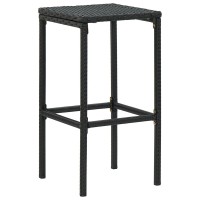 vidaXL Bar Stools with Cushions 2 pcs Black Poly Rattan 3440