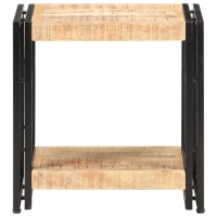 Vidaxl Industrial Rectangular Rough Mango Wood Side Table With Storage Shelf - Unique Handcrafted Couch Table/Beside Cabinet