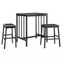 Better Home Products Messina Faux Marble Counter Height Dining Set Black Metal