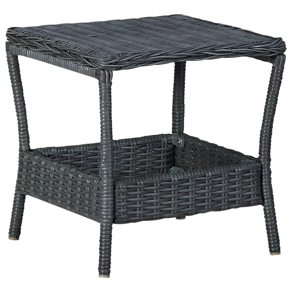 Vidaxl Outdoor Side Table, Patio End Table With Storage, Coffee Table, Garden Furniture For Front Porch Deck Lawn Backyard Balcony, Modern, Pe Rattan Gray