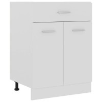 Vidaxl Bottom Kitchen Cabinet With Drawer And Two Shelves - Engineered Wood Construction - White Finish - 23.6