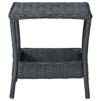 vidaXL 2 Piece Garden Lounge Set with Cushions Poly Rattan Dark Gray 0151