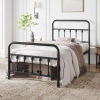 Yaheetech Classic Metal Platform Bed Frame Mattress Foundation With Victorian Style Iron-Art Headboard/Footboard/Under Bed Storage/No Box Spring Needed/Twin Size Black