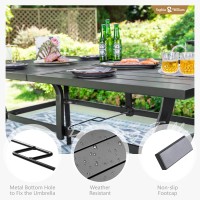 Sophia William Outdoor Patio Table For 6 People Rectangular Metal Patio Outdoor Dining Table Black Steel Slatted Weatherres