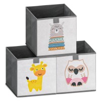 Navaris Kids Storage Cubes (Set Of 3) - Storage Boxes 11X11X11 With Animal Designs - Children'S Cube Bins Fabric Organizer Bin - Alpaca/Giraffe/Owl