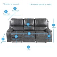 Keily Manual Recliner Sofa - Grey