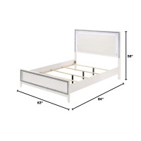 Acme Haiden Wooden Queen Panel Bed With Led In White Finish