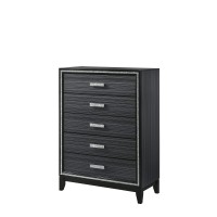 Acme Haiden 5-Drawer Wooden Chest With Shimmering Trim In Weathered Black