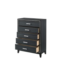 Acme Haiden 5-Drawer Wooden Chest With Shimmering Trim In Weathered Black