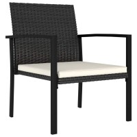 Vidaxl Modern Patio Dining Chairs - Set Of 2, Outdoor Use Poly Rattan Design In Black With Cream Cushions, Weather-Resistant And Lightweight