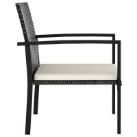 Vidaxl Modern Patio Dining Chairs - Set Of 2, Outdoor Use Poly Rattan Design In Black With Cream Cushions, Weather-Resistant And Lightweight