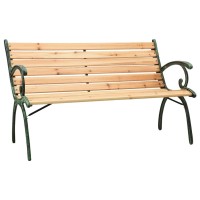 Vidaxl Outdoor Patio Bench, Garden Park Bench With Armrests, Front Porch Chair For Backyard Deck Lawn, Industrial Style, Cast Iron And Solid Wood Fir