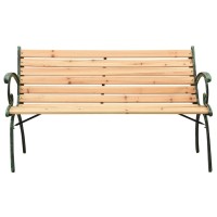 Vidaxl Outdoor Patio Bench, Garden Park Bench With Armrests, Front Porch Chair For Backyard Deck Lawn, Industrial Style, Cast Iron And Solid Wood Fir