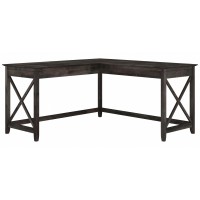 Bush Furniture Key West Modern Farmhouse L-Shaped L Home Office Corner Desk, 60W, Dark Gray Hickory