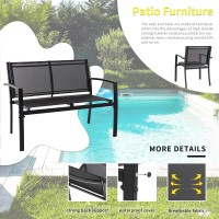 Shintenchi 4 Pieces Patio Furniture Set All Weather Textile Fabric Outdoor Conversation Set, With Glass Coffee Table, Loveseat, 2 Single Chairs For Home, Garden, Lawn, Porch(Black)