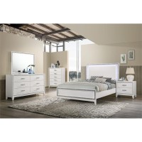 Acme Haiden Wooden Eastern King Bed With Led Lighting In White