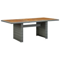 Vidaxl Patio Table, Patio Table With Glass Top, Garden Table, Garden Furniture For Front Porch Deck Lawn Backyard, Modern, Pe Rattan Gray
