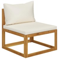 vidaXL 4 Piece Garden Lounge Set with Cushion Cream Solid Acacia Wood 3057658
