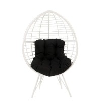 Acme Galzed Wicker Teardrop Patio Lounge Chair In Black And White