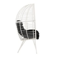 Acme Galzed Wicker Teardrop Patio Lounge Chair In Black And White