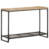vidaXL Console Table, Entryway Table with Iron Legs, Narrow Side Table with Shelf, Living Room Furniture, Farmhouse, Solid Wood Mango