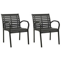Vidaxl Patio Chairs 2 Pcs, Patio Dining Chair With Metal Frame, Outdoor Dining Chair For Patio Garden Yard, Industrial Style, Steel And Wpc Black