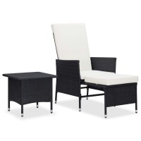 Vidaxl 2 Piece Patio Lounge Set, Black Poly Rattan Patio Furniture Set, Outdoor Lounge Set With Cushions, Includes Armchair & Tea Table