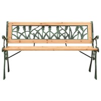 Vidaxl Patio Bench, Outdoor Patio Bench With Armrests, Garden Bench Chair For Lawn Garden Patio Porch Park Deck Entryway, Cast Iron And Solid Firwood