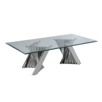 Glass Coffee Table Sets Coffee Table and 2 End Tables with Stainless Steel Base