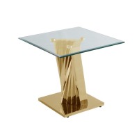 Glass Coffee Table Sets Coffee Table 2 End Tables and Console Table with Stainless Steel Gold Base