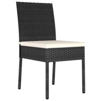 Vidaxl Patio Dining Chairs (Set Of 2) - Modern Design Poly Rattan Outdoor Chairs With Powder-Coated Steel Frames And Comfortable Cushions, Weather-Resistant And Lightweight - Black
