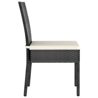Vidaxl Patio Dining Chairs (Set Of 2) - Modern Design Poly Rattan Outdoor Chairs With Powder-Coated Steel Frames And Comfortable Cushions, Weather-Resistant And Lightweight - Black