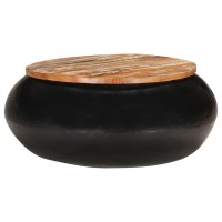 vidaXL Coffee Table Black 26.8x26.8x11.8 Solid Reclaimed Wood