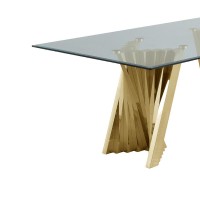 Glass Coffee Table with Stainless Steel Double Gold Base