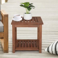 Vingli Solid Wooden Side Table Outdoor Natural Finished Thick Wood Outdoor Patio Sofa End Table Stable Conversation End Table