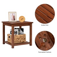 Vingli Solid Wooden Side Table Outdoor Natural Finished Thick Wood Outdoor Patio Sofa End Table Stable Conversation End Table