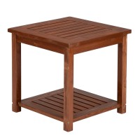 Vingli Solid Wooden Side Table Outdoor Natural Finished Thick Wood Outdoor Patio Sofa End Table Stable Conversation End Table