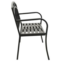 Vidaxl Patio Bench With Built-In Table, Industrial Style, Weather-Resistant Powder-Coated Steel Garden Furniture - Black, 49.2 Inches