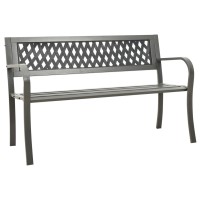 Vidaxl Steel Gray Patio Bench - Durable Powder-Coated Construction - Ideal For Patios And Gardens - Compliant With California Proposition 65 Standards.