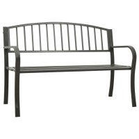 Vidaxl Industrial-Style Outdoor Bench, Powder-Coated Steel Patio Bench With Curved Armrests, Durable And Weather-Resistant, 49.2