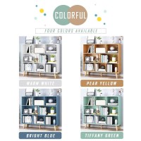 Iotxy Wooden Open Shelf Bookcase 3Tier Floor Standing Display Cabinet Rack With Legs 8 Cubes Bookshelf Tiffanygreen