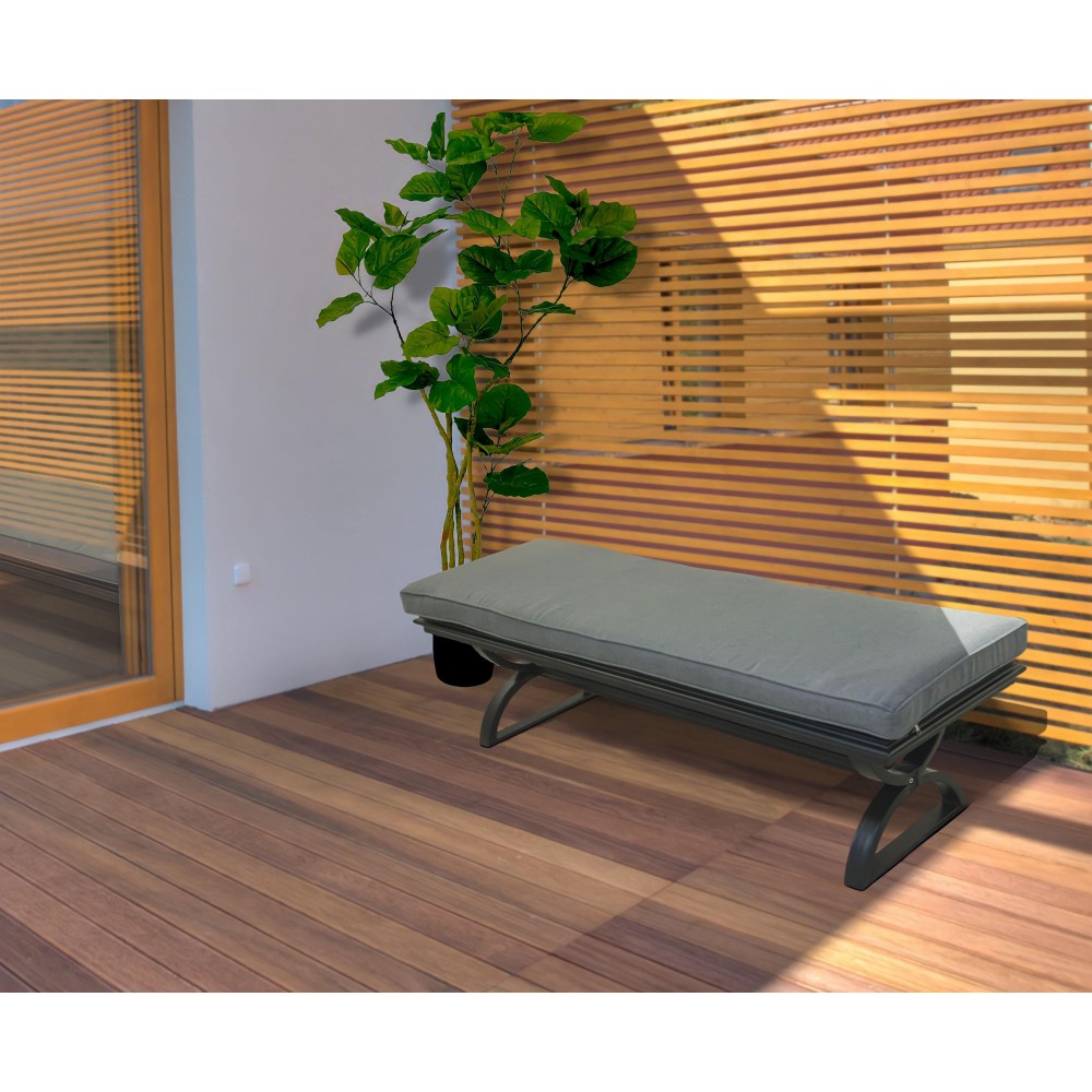 Outdoor Aluminum Bench With Cushion Espresso Browncast Slate(D0102H7Cyrt)