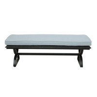 Outdoor Aluminum Dining Bench With Cushion Espresso Brownlight Blue(D0102H7Cc12)