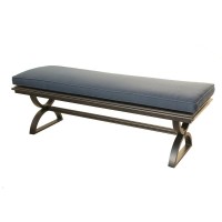 Outdoor Aluminum Dining Bench With Cushion Dark Lava Bronzedenim Blue(D0102H7Cb4J)